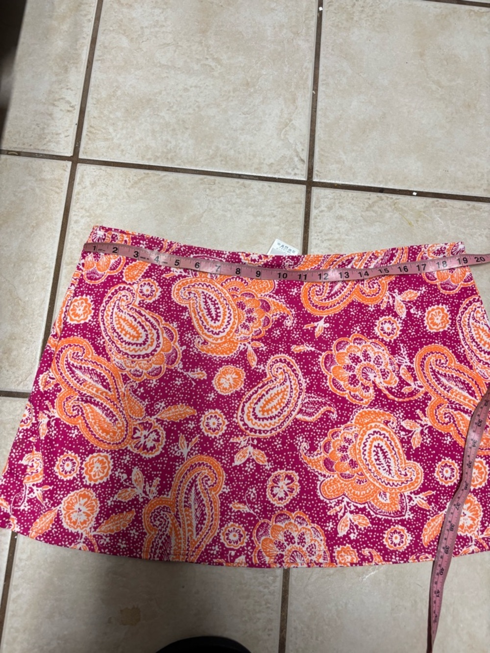 Lands' End paisley print swim skirt pink orange women's 16 - Picture 4 of 5